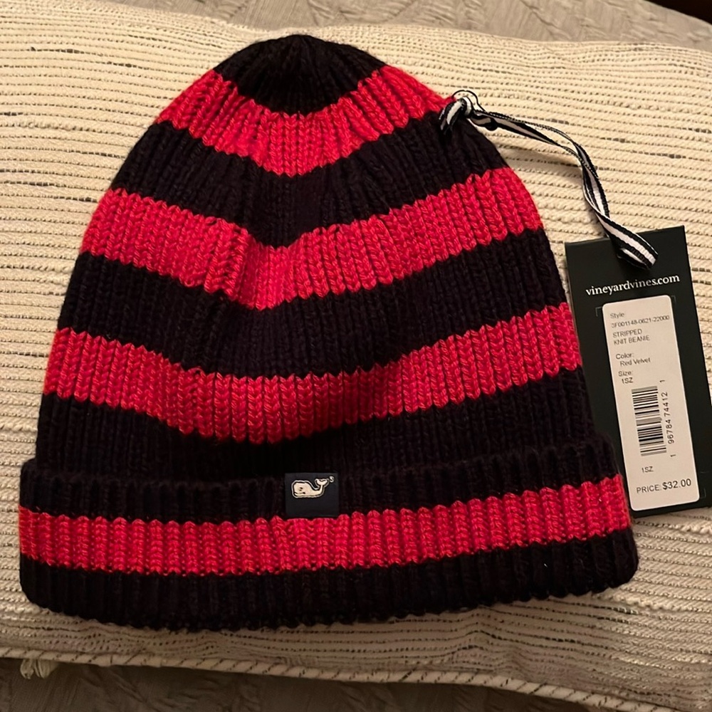 Striped knit beanie